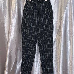 Black grid print pant